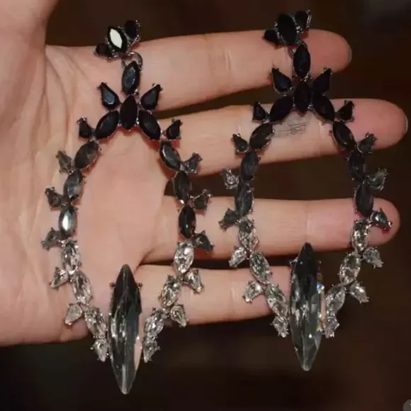 Earrings Large Ombre Bling Rhinestone Magic Mirror - Picture 4 of 5